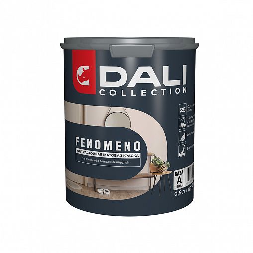 Краска для стен и потолков Dali Collection Fenomeno, матовая, база А, белая, 0,9 л фото