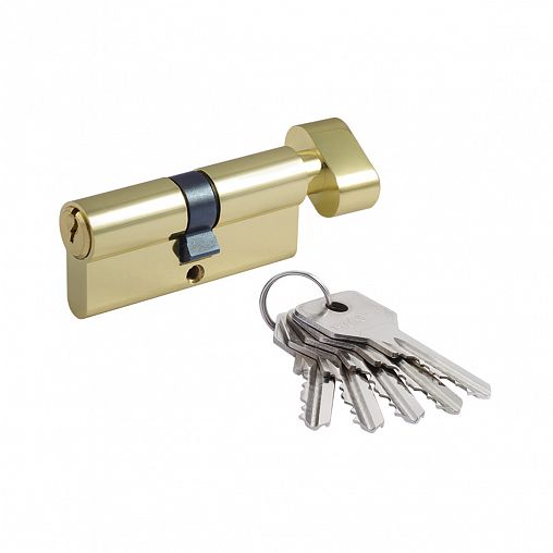 Цилиндровый механизм Нора-М STD AL ЛВ-70 (35-35), ключ/вертушка, золото фото