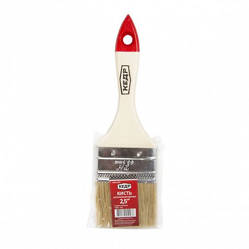 Кисть плоская Кедр №2,5, натуральная щетина, деревянная ручка, 63 мм фото