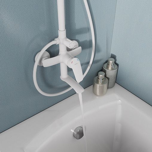 Душевая система с тропическим душем Milardo Rora, белая матовая фото