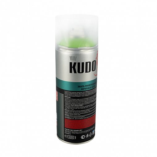 Аэрозольная акриловая краска Kudo Satin KU-0A6018, 520 мл, RAL 6018, ярко-зеленая фото