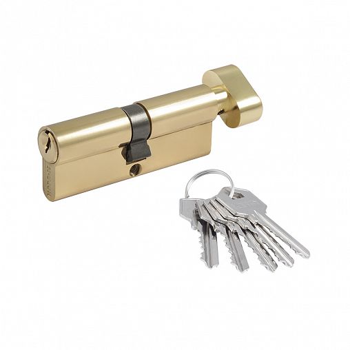 Цилиндровый механизм Нора-М ЛУВ-70 (35-35), ключ/вертушка, золото фото