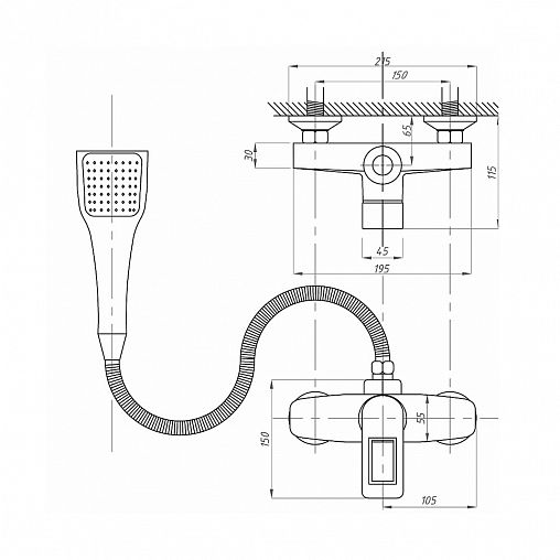Смеситель для душа Fauzt FZS-W17, однорычажный, белый фото