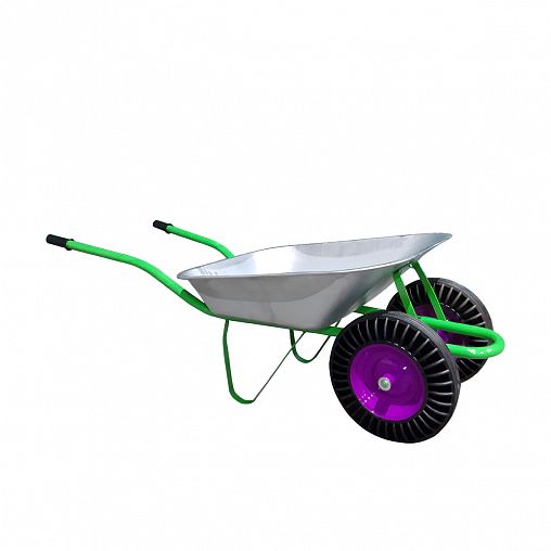 Тачка двухколесная строительно-садовая, 90 л, пневматические колеса фото