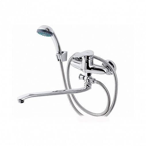Смеситель для ванны с душем Fauzt 614- B116, с длинным изливом, однорычажный, хром фото