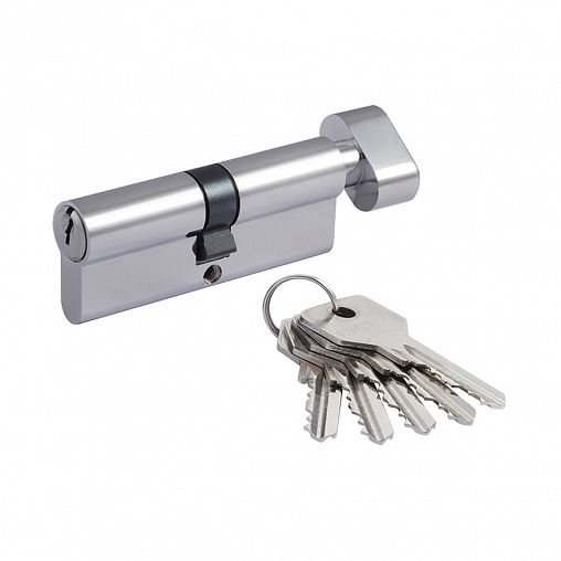 Цилиндровый механизм Нора-М STD Z ЛВ-80 (40-40), ключ/вертушка, хром фото