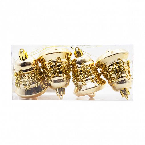 Набор елочных украшений Колокольчики, 6,5 x 5 см, 4 шт, золото фото