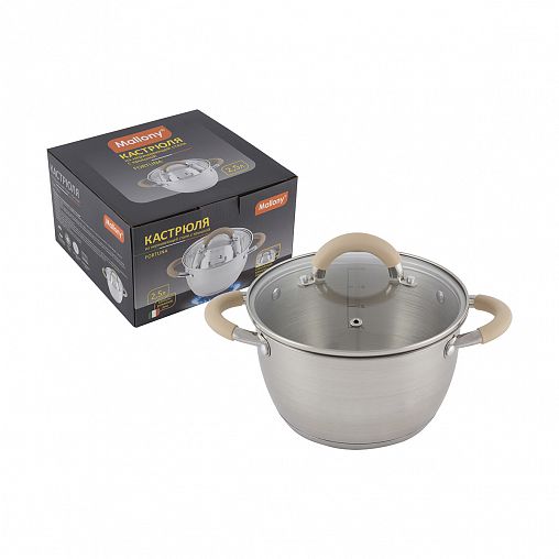 Кастрюля Mallony Fortuna с крышкой, нержавеющая сталь, 2,5 л фото
