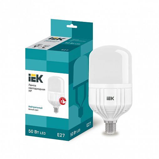 Лампа светодиодная LED IEK, E27, HP, 50 Вт, 4000 K, нейтральный свет фото