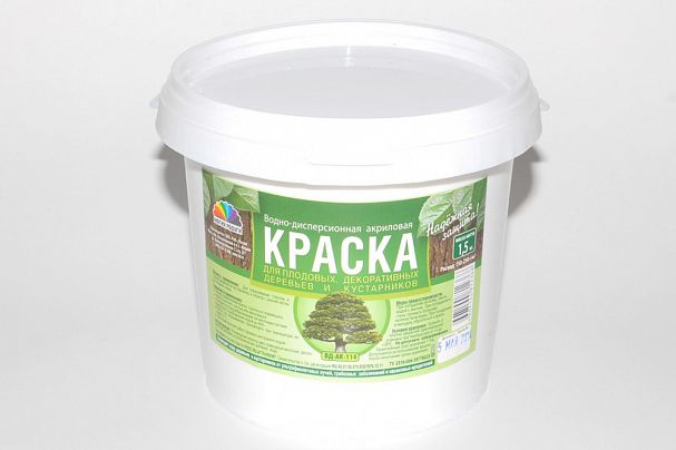 Краска водно-дисперсионная для садовых деревьев Магия Радуги, акриловая, белая, 1,5 кг фото