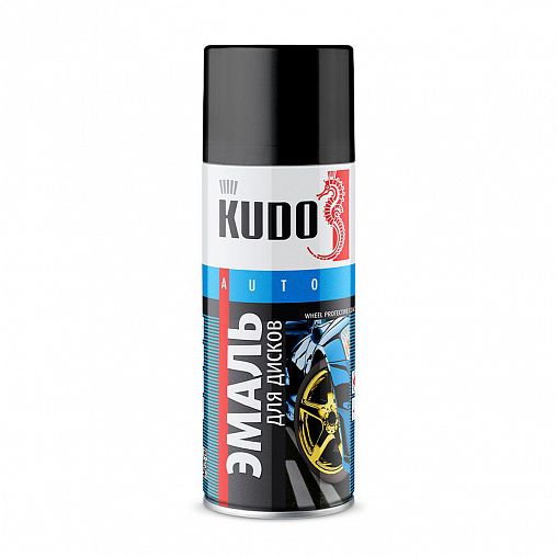 Аэрозольная краска для дисков Kudo KU-5206, 520 мл, черная матовая фото