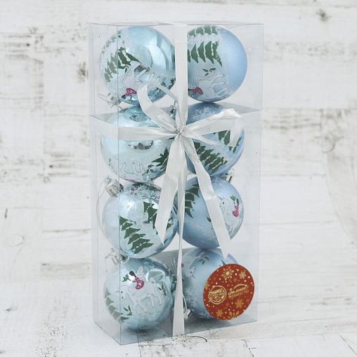Набор елочных шаров Зимнее волшебство Друг единорог, d 6 см, 8 шт, голубой фото