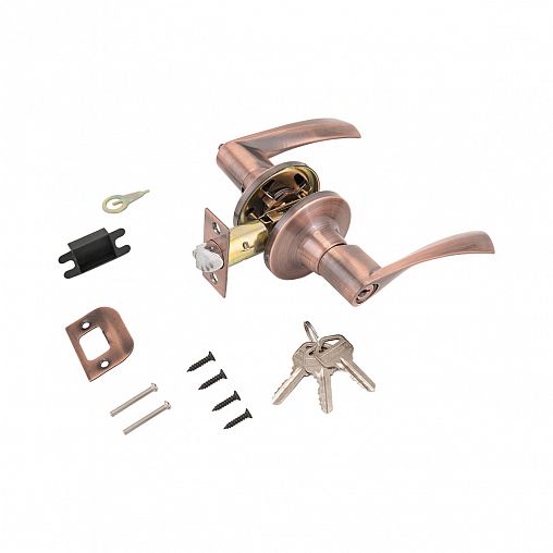 Ручка-защелка Стандарт 8901 ET AC, ключ/фиксатор, медь фото