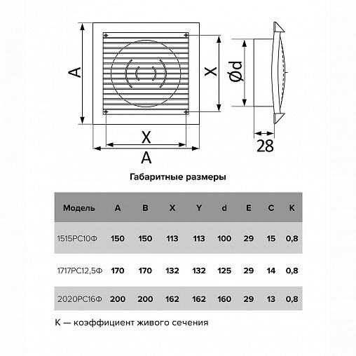 Вентиляционная решетка Era 1515РС10Ф, пластиковая, с фланцем D 100 мм, 150 x 150 мм фото
