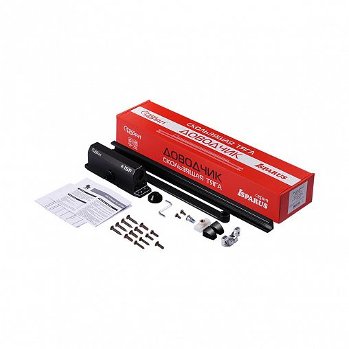 Доводчик дверной Нора-М 440 Isparus Slider, для дверей 70 - 130 кг, со скользящей тягой, черный фото