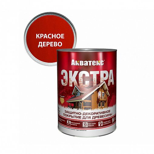 Защитно-декоративное покрытие для дерева Акватекс Экстра, полуглянцевое, 0,8 л, красное дерево фото