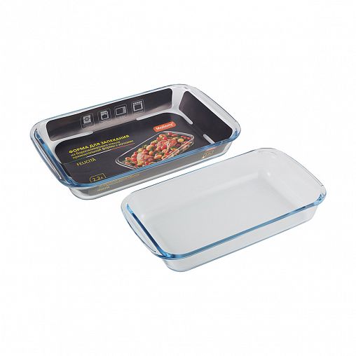 Форма для запекания Mallony Felicita, стеклянная, прямоугольная, 2,2 л фото