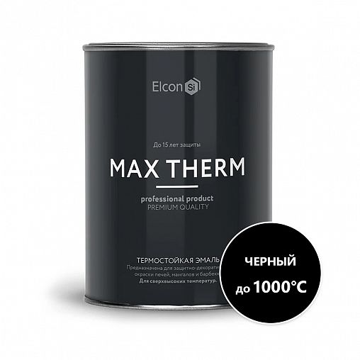 Эмаль термостойкая Elcon Max Therm, до +1000 °С, 0,8 кг, черная фото