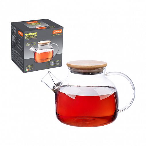 Чайник заварочный Mallony Foresta di bambu, стеклянный, 1 л фото