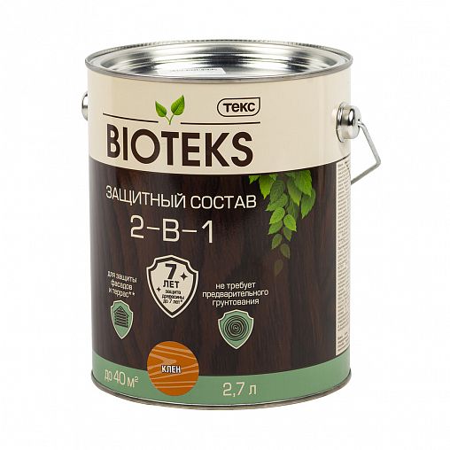 Защитный лессирующий состав для дерева Bioteks 2-в-1, 2,7 л, клен фото