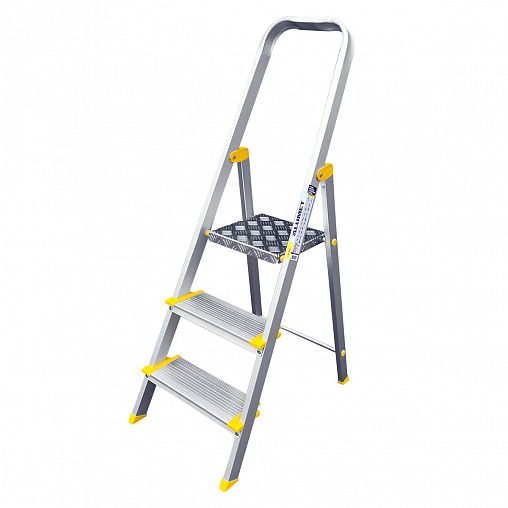 Стремянка Alumet АS703, анодированное покрытие, алюминиевая, 3 ступени, 1,32 м фото
