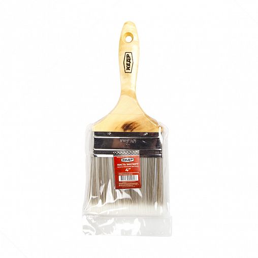 Кисть плоская Кедр Эксперт №4, искусственная щетина, деревянная ручка, 100 мм фото