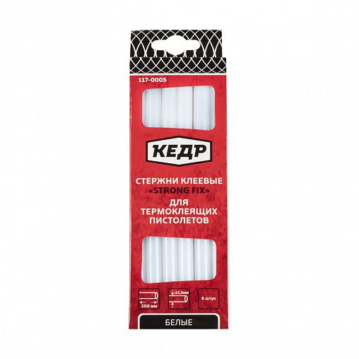 Клеевые стержни для термопистолета Кедр, 11,2 x 200 мм, белые, 6 шт фото