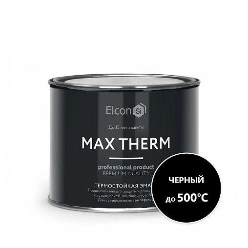 Эмаль термостойкая Elcon Max Therm, до +500 °С, 0,4 кг, черная цена ...