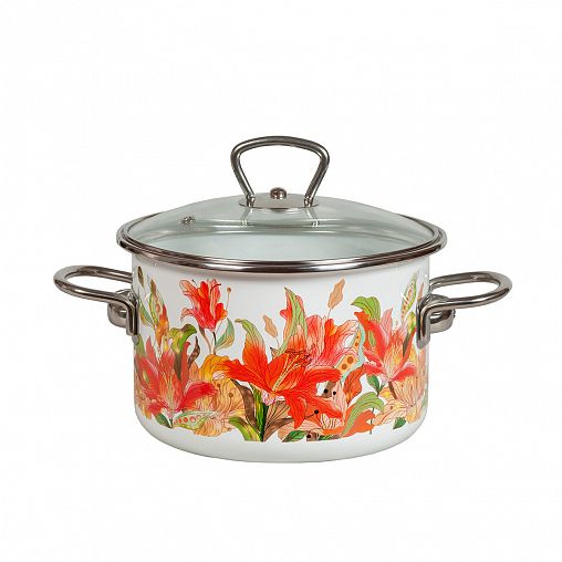 Кастрюля эмалированная Vitross Lilianna с крышкой, 2 л фото