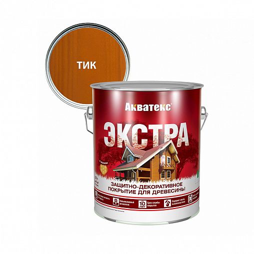 Защитно-декоративное покрытие для дерева Акватекс Экстра, полуглянцевое, 2,7 л, тик фото