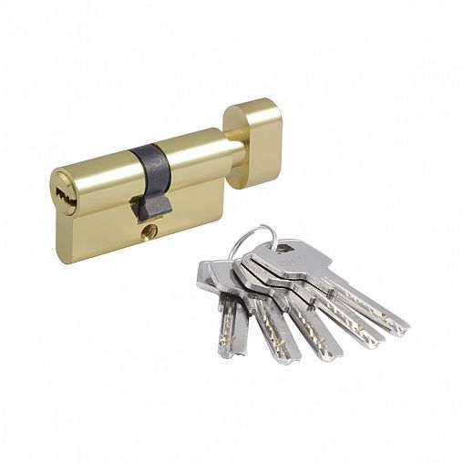 Цилиндровый механизм Нора-М STD AL ЛПВ-60 (30-30), ключ/вертушка, золото фото