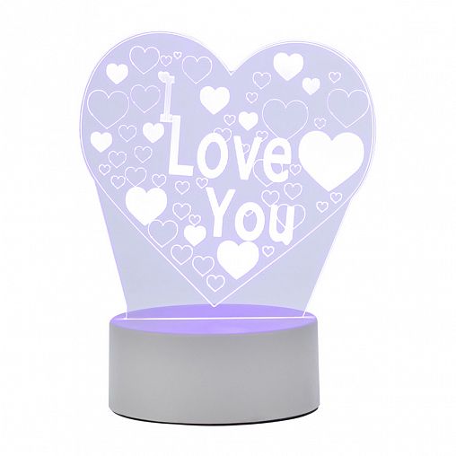 Ночник светодиодный Energy EN-NL 22 3D Сердце с надписью, 5 В, 17 x 14 см фото