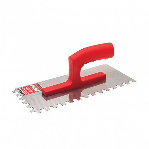 Гладилка зубчатая нержавеющая Кедр (зуб 10 х 10 мм) 280 х 130 мм, пластиковая ручка фото