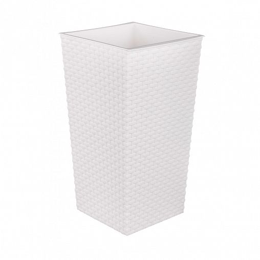 Кашпо напольное Альтернатива Ротанг, 22 x 22 x 41,5 см, со вставкой, белое фото