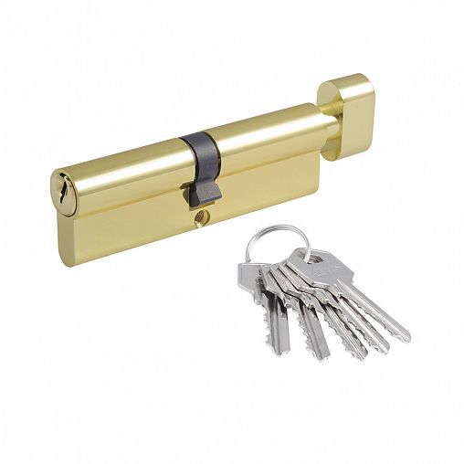 Цилиндровый механизм Нора-М ЛУВ-90 (45-45), ключ/вертушка, золото фото