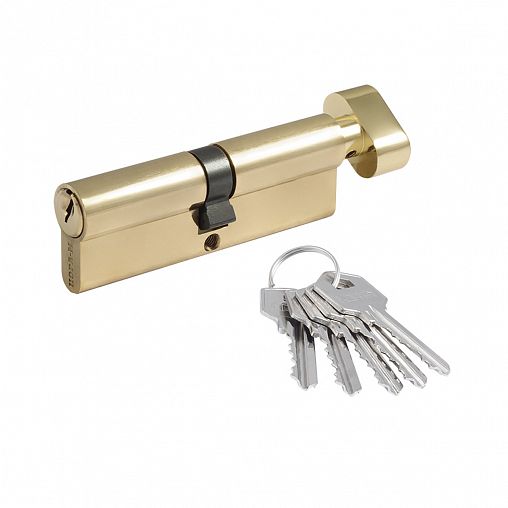 Цилиндровый механизм Нора-М ЛУВ-80 (40-40), ключ/вертушка, золото фото