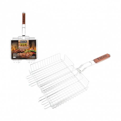 Решетка-гриль Ecos Optima+, глубокая, с деревянной ручкой, 31 x 24 x 5,5 см фото
