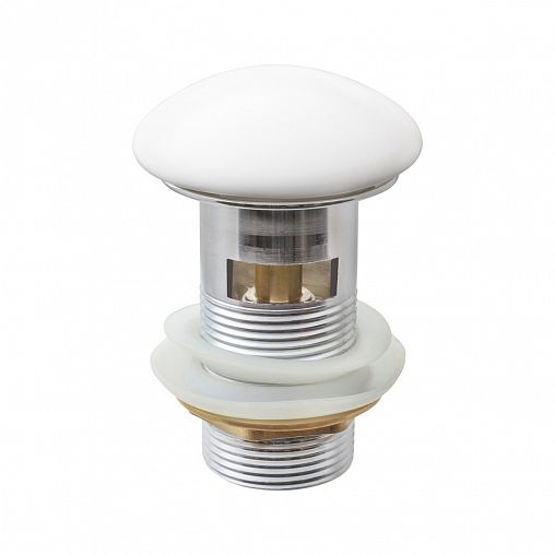 Донный клапан для раковины MPF Click-Clack, с переливом, хром/белый, d 70 мм фото