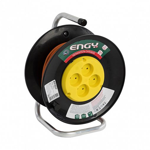 Удлинитель на катушке Engy Премиум, 4 розетки, без заземления, 2 x 0,75 мм², 40 м фото