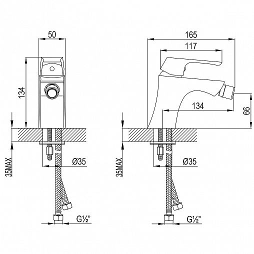 Смеситель для биде Lemark Unit LM4508C, однорычажный, хром фото