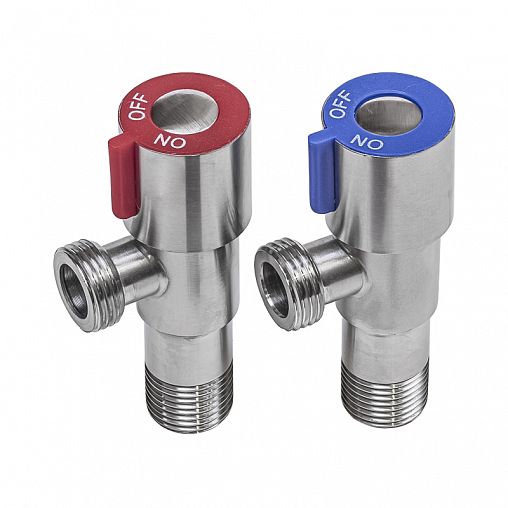 Комплект угловых кранов RM, наружная-наружная резьба 1/2" x 1/2", сталь, керамическая кран-букса фото