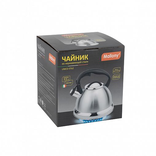 Чайник со свистком Mallony Unico Style, нержавеющая сталь, 3,5 л фото