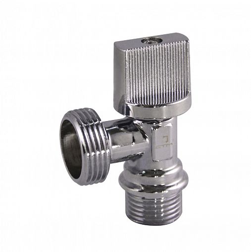 Кран шаровой для труб СТМ, угловой, с наружной резьбой, 1/2" x 1/2", бабочка, с отражателем фото