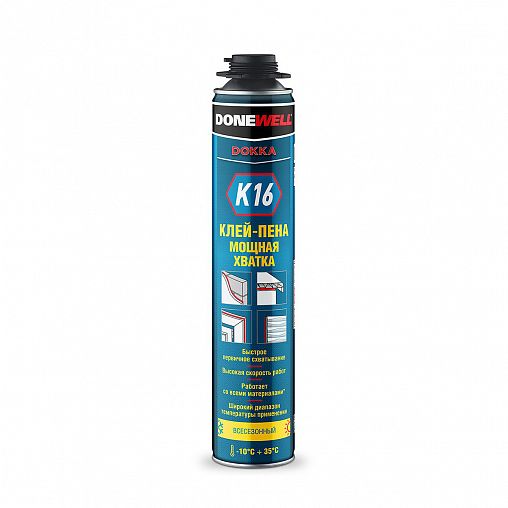 Клей-пена профессиональная универсальная Donewell Dokka K16 Мощная Хватка, 1000 мл фото