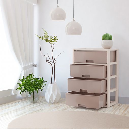 Комод четырехсекционный Альтернатива Колорит, 56 x 39 x 81 см, бежевый фото