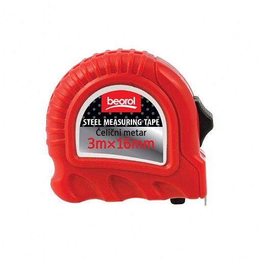 Рулетка Beorol, с фиксатором, пластиковый корпус, 3 м x 16 мм фото