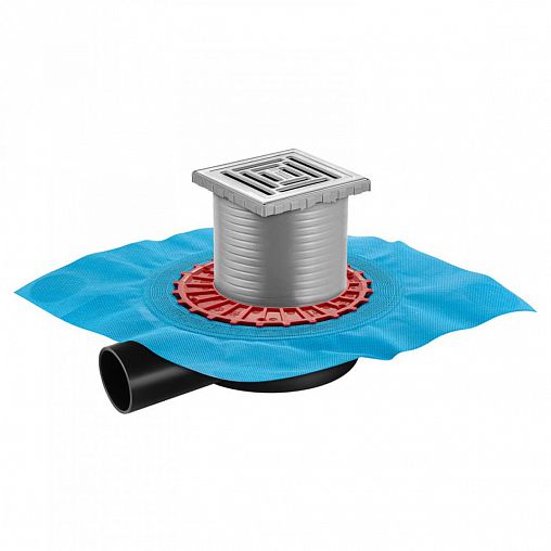 Трап для душа Berges Zentrum Uno, 100 x 100 мм, S-сифон боковой, нержавеющая сталь, матовый хром фото