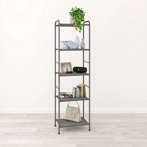 Стеллаж ЗМИ Валенсия 15, 5 полок, 45,5 x 30 x 155,5 см, графит фото