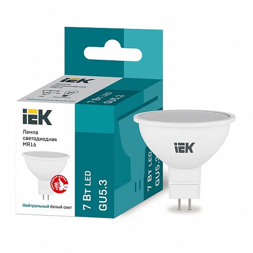 Лампа светодиодная LED IEK Софит, GU5.3, MR16, 7 Вт, 4000 K, нейтральный свет фото