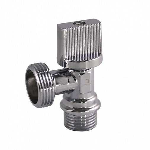 Кран шаровой для труб СТМ, угловой с наружной резьбой 1/2" x 3/4", бабочка, с отражателем фото